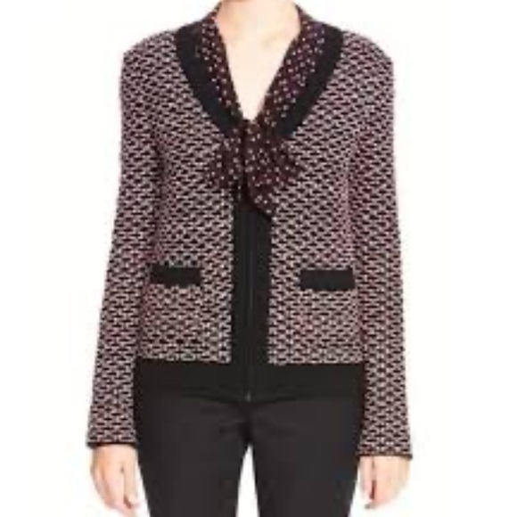 St. John textured Knit jacket, black/red, Size M E26 - Picture 1 of 11